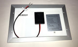 11" long positive and negative leads, 4 drilled mounting holes for #8 self tap screws. Aluminum frame, tempered glass.